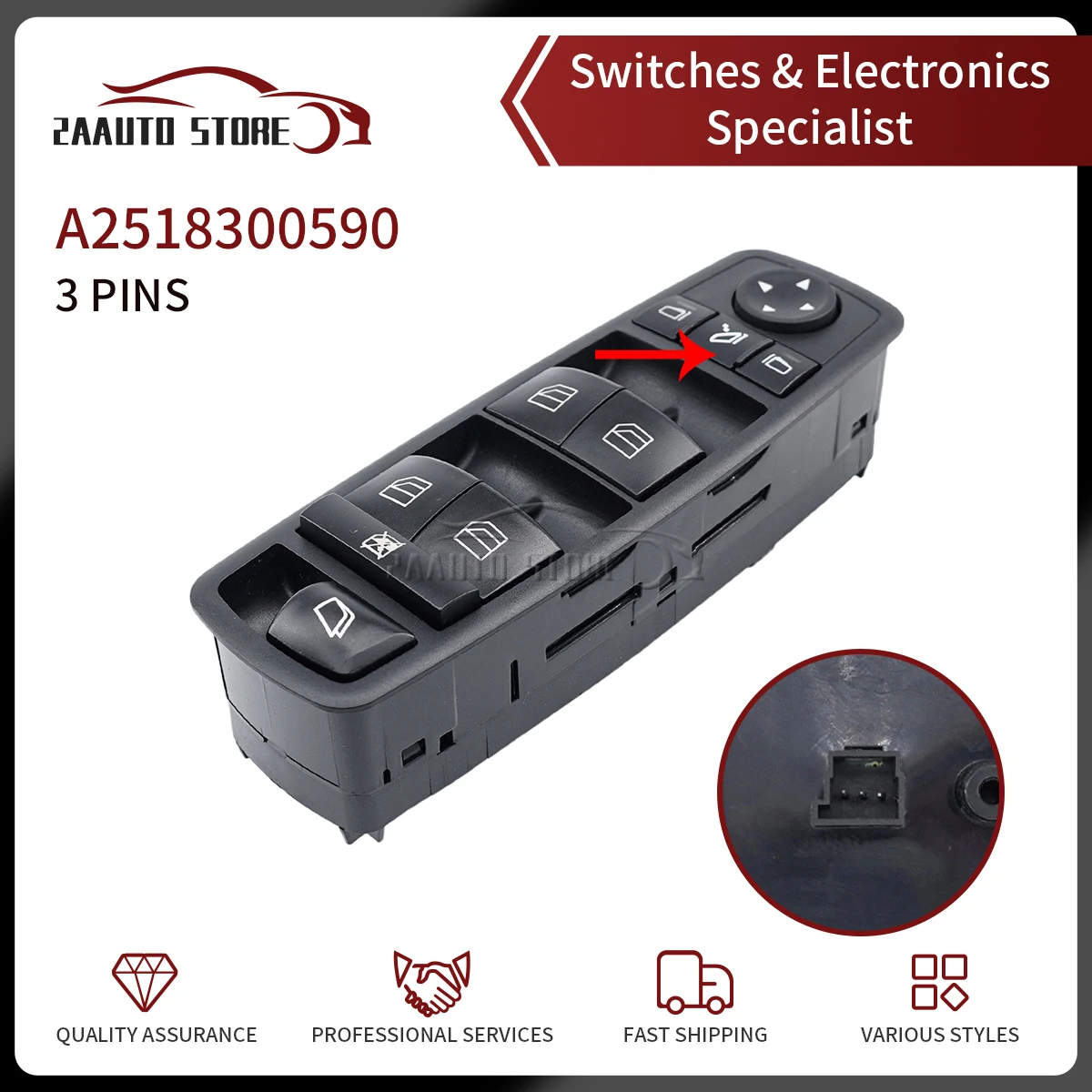 

Car Electric Window Regulator Switch Button 2518300590 For Mercedes GL R Class ML350 W251 X164 GL450 R350 A2518300590