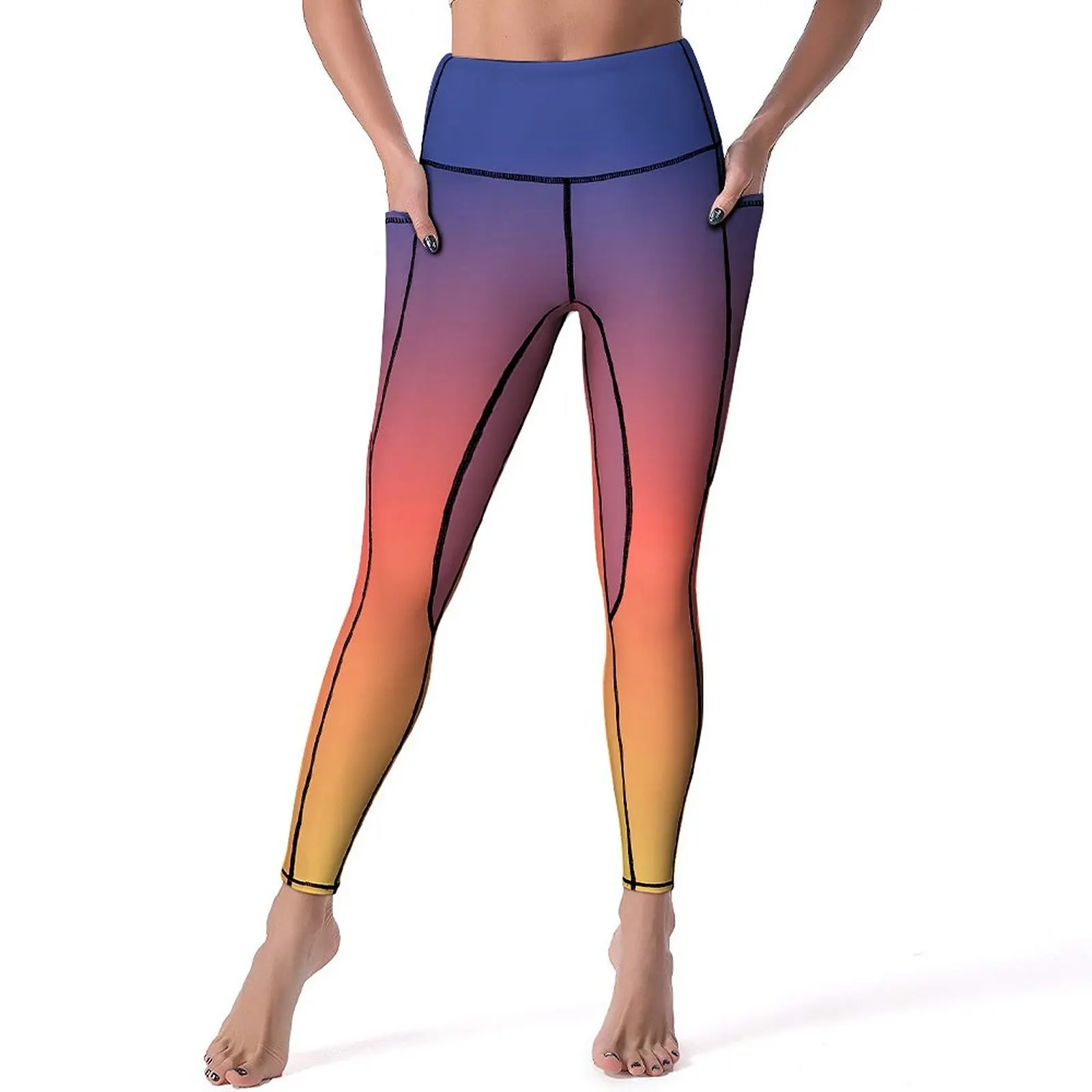 

Colorful Sunset Quality Yoga Pants Ombre Print Leggings Push Up Running Leggins Women Breathable Stretch Sport Legging