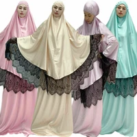 2pcs ramadan overhead abaya prayer jilbab khimar skirt muslim arab burqa dress islamic clothing