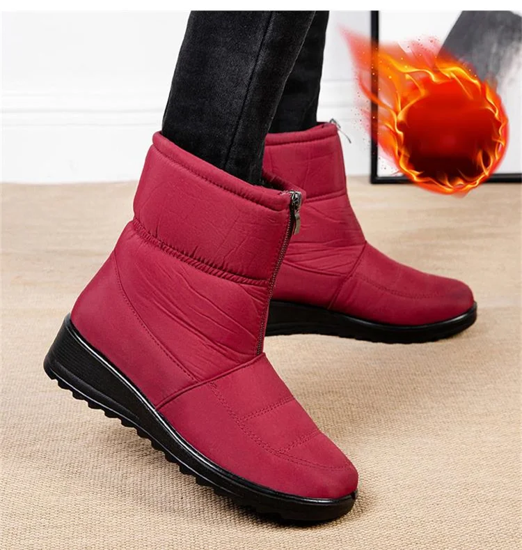 Women Boots Waterproof Snow Boots For Winter Shoes Women Low Heels Ankle Botas Mujer Keep Warm Short Fur Luxury Boots Female