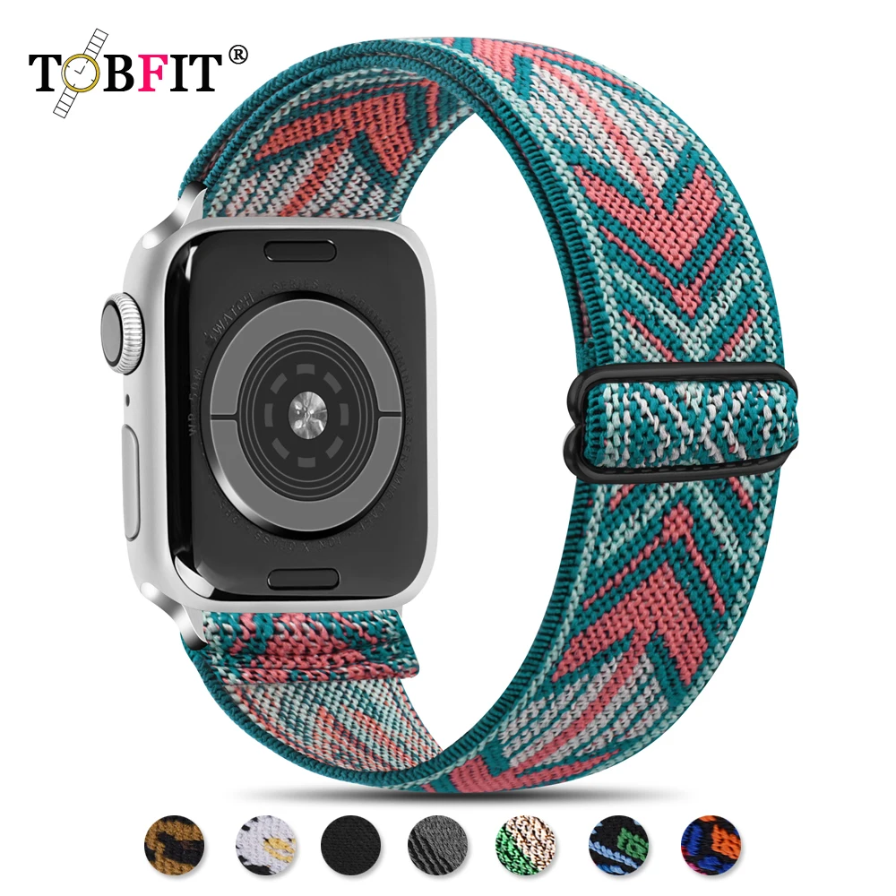 

Nylon Elastic Band Strap For Apple Watch Series 7 6 5 4 3 2 1 SE Watchband Bracelet For iWatch 38mm 42mm 44mm 45mm 40mm 41mm