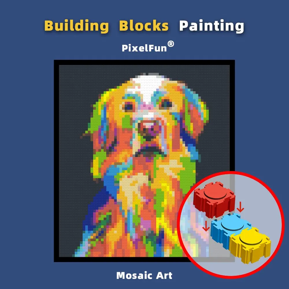 

PixelFun P10042 4800 pcs 45x51cm 17x20 inch Building Blocks Dog Pixel Mosaic Bricks Photo Custom Painting Art Diy Toys PixelArt