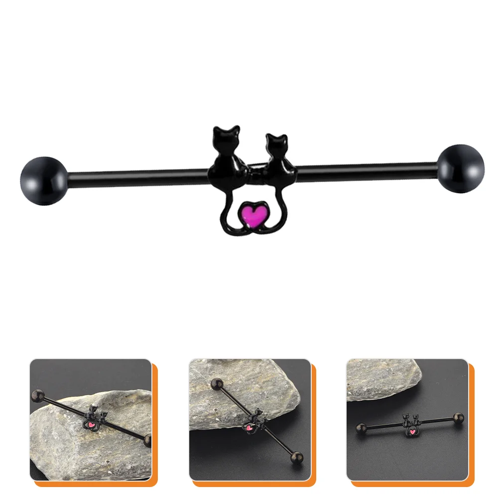 Промышленные серьги с изображением кота ювелирные изделия шпильки для пирсинга