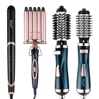 Профессиональный инфракрасный выпрямитель для волос с плоским утюгом, керамический 5 бочек для завивки, вращающийся волумайзер, Расческа с горячим воздухом, щетка для укладки