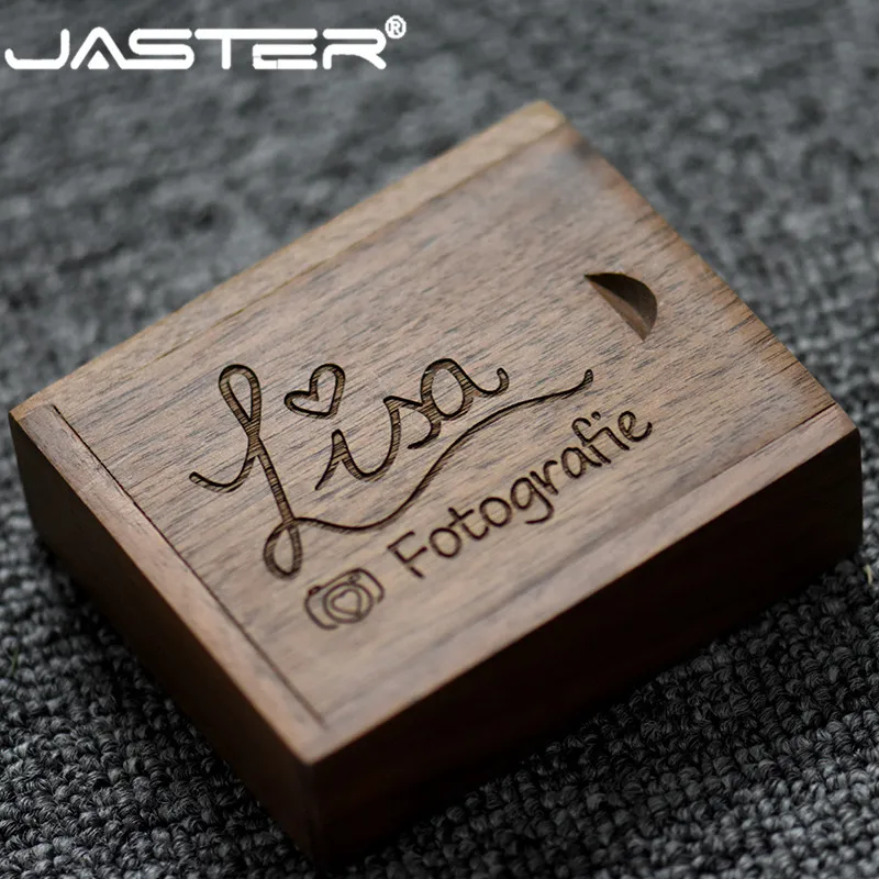 JASTER (free custom logo) walnut wooden heart + gift box USB flash drive creative pendrive 8GB 16GB 32GB 64GB memory | Компьютеры и