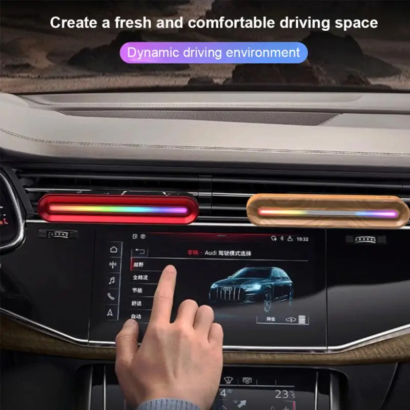 

Автомобильный музыкальный ритм, окружающий свет RGB, зажим для вентиляционного отверстия светильник автомобильный аромат, украшение салона ...