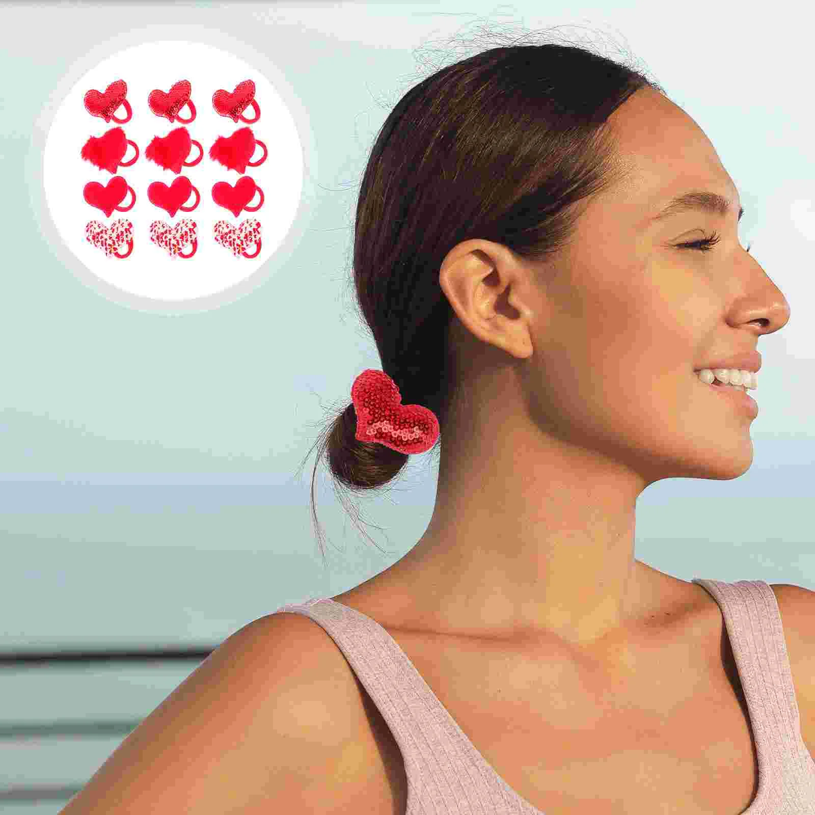 

Hair Tiesgirls Elastic Ponytail Holders Rubber Glitterbands Women Baby Heart Ring Scrunchies Elastics Ropes Tie Boutique Bows