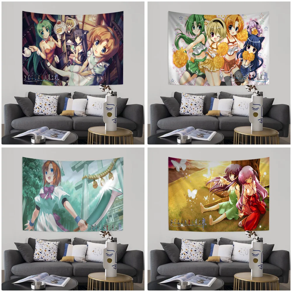 Higurashi No Naku Koro Ni Colorful Tapestry Wall Hanging Hippie Flower Carpets Dorm Decor Art