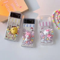 hello kitty my melody 3d with bracelet phone case for samsung galaxy z flip hard pc back cover for zflip3 case protective shell