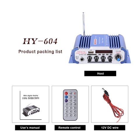 Автомагнитола NKTECH HY-604, 4 канала x 45 Вт, Hi-Fi плеер с микрофоном, караоке, реверберация, поддержка FM, SD, DVD, MP3