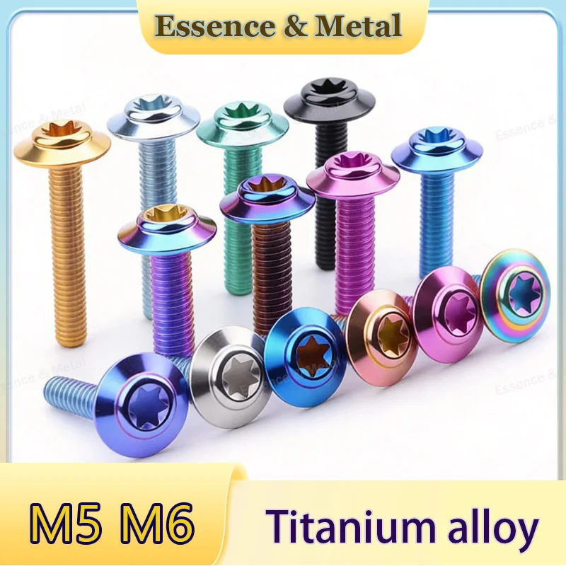 Фото 5 шт. титановых винтов-шпилек M5 M6 с головкой-зонтиком, винты Torx D13.5мм, подходят для модификаций мотоциклов и велосипедов №1
