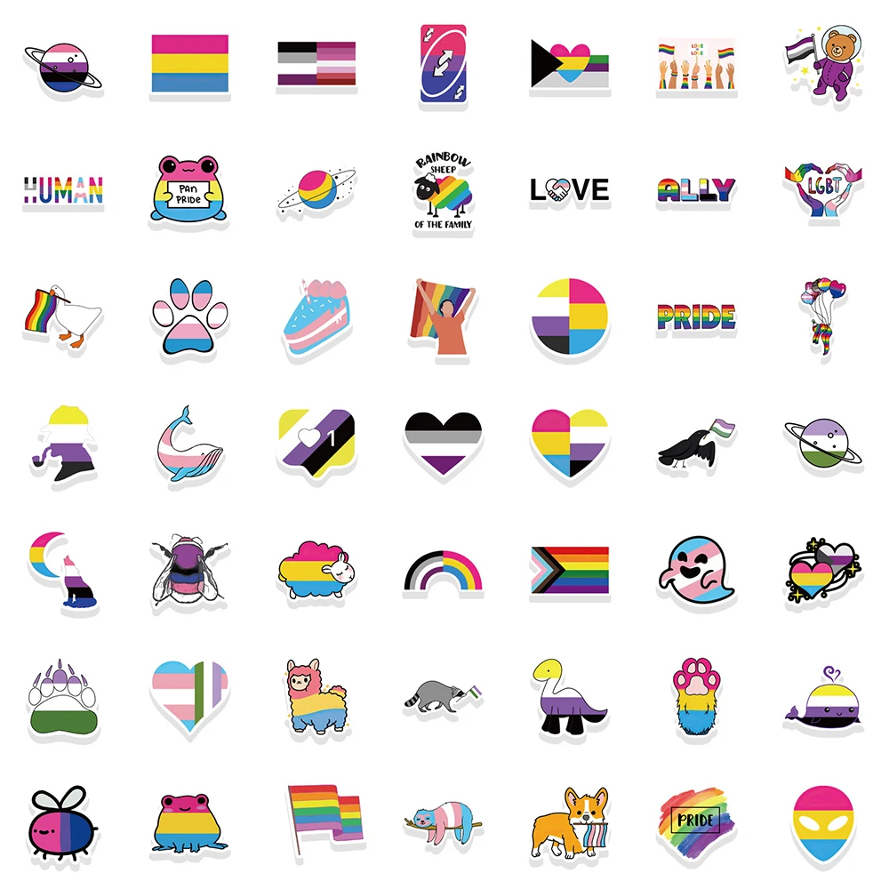 Наклейки ЛГБТ разноцветные радужные детские 10/30/50/100 шт.