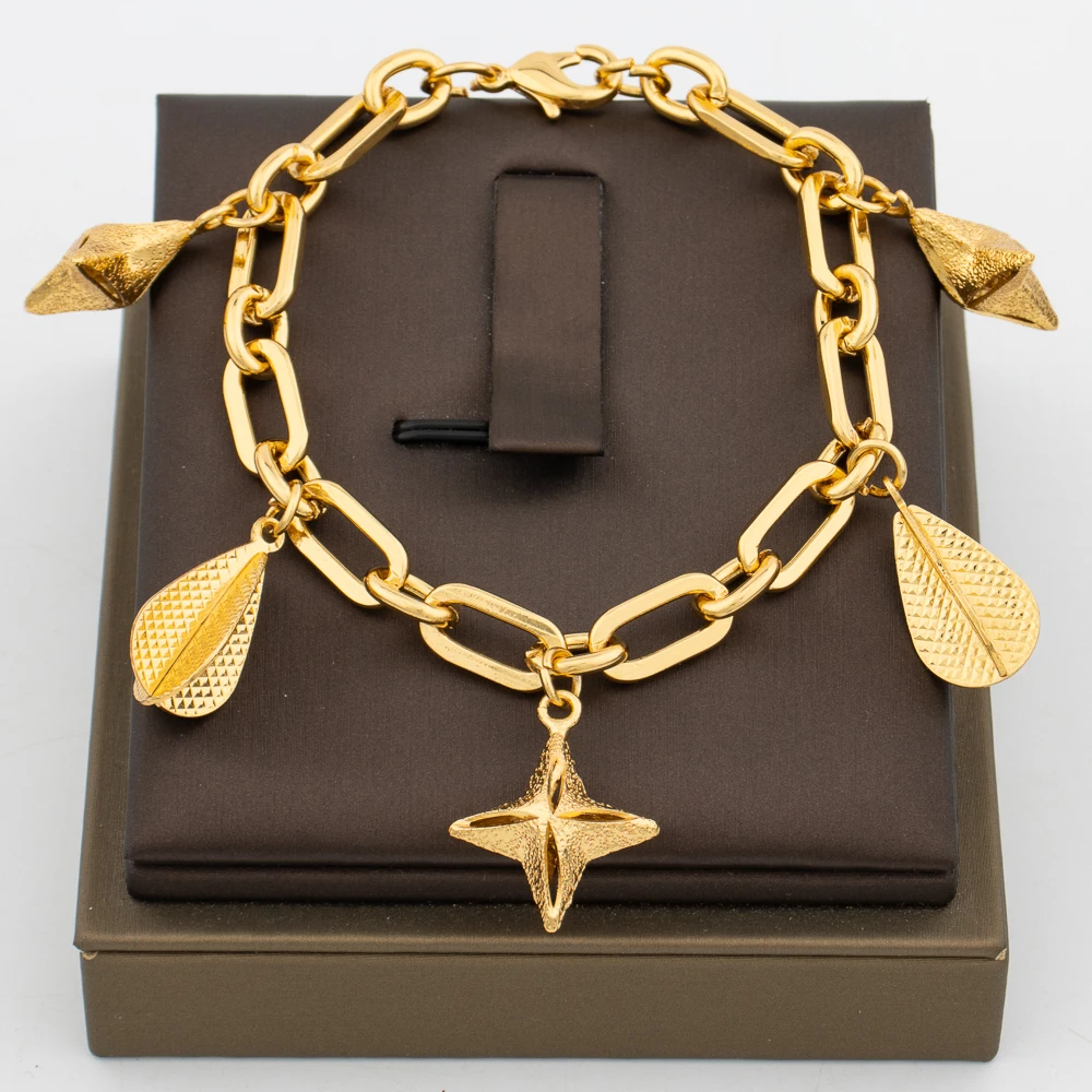 Luxury Bear Design Stainless Steel Bangle Chain Gold Color Bracelet Dubai Saudi Trendy Jewelry for Arabic Wedding Bridal Gift