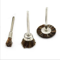 3pcs horse hair line wire brush set rotary tool cleaning dust removal wood metal ceramic polishing electric drill brush