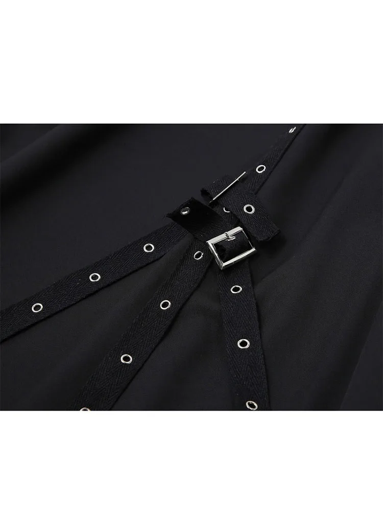 Женская юбка с высокой талией черная большого размера в готическом стиле поясом