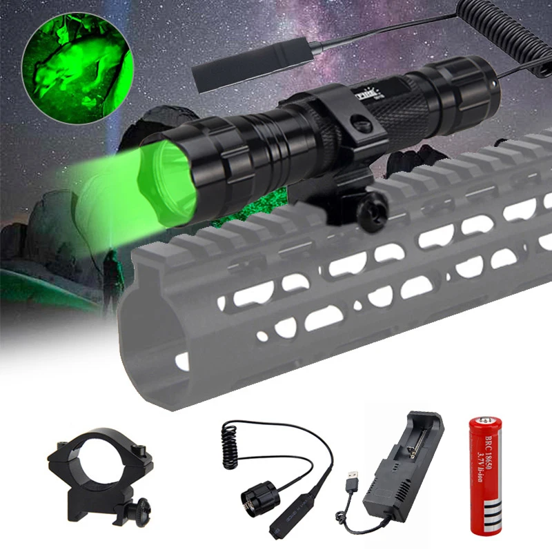 

Hunting Torch LED Flashlight Tactical Light+18650 Battery+Mount+Remote Pressure Switch+Charger