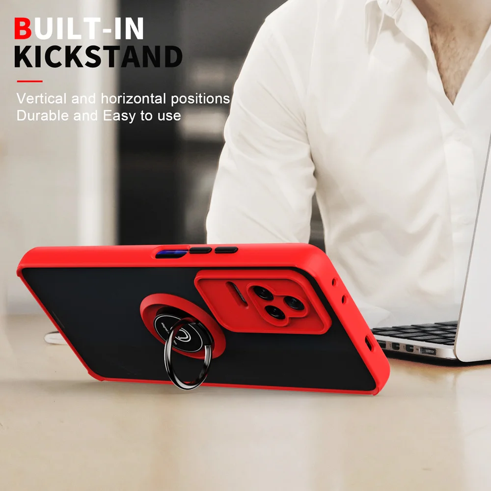 Модный матовый чехол KEYSION для Xiaomi POCO F4 5G прозрачная подставка с кольцом