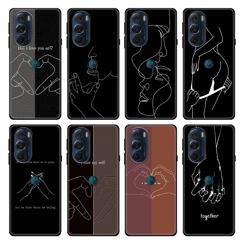 

Phone Case for Motorola Moto G60 G50 G9 G8 Plus Play Power G30 One Fusion Edge 20 G Stylus Cover Line Art But I Love You So