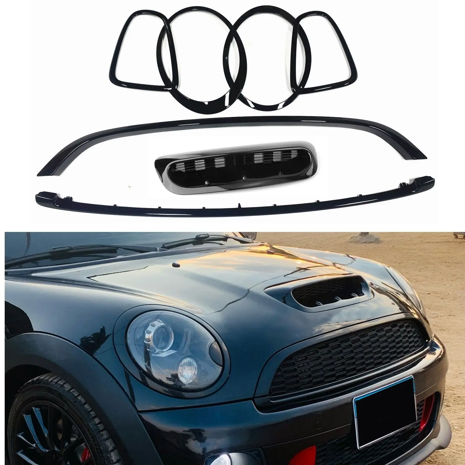 

Car Body Trims Front Hood Vent Scoop For Mini Cooper S R55 R56 R57 07-14 Black