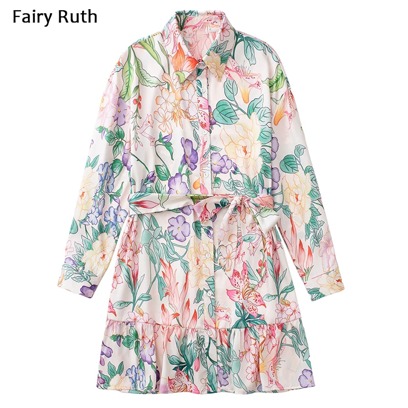 

Женское платье-рубашка с цветочным принтом, офисное мини-платье с рукавом три четверти и вырезом-лодочкой, лето 2022