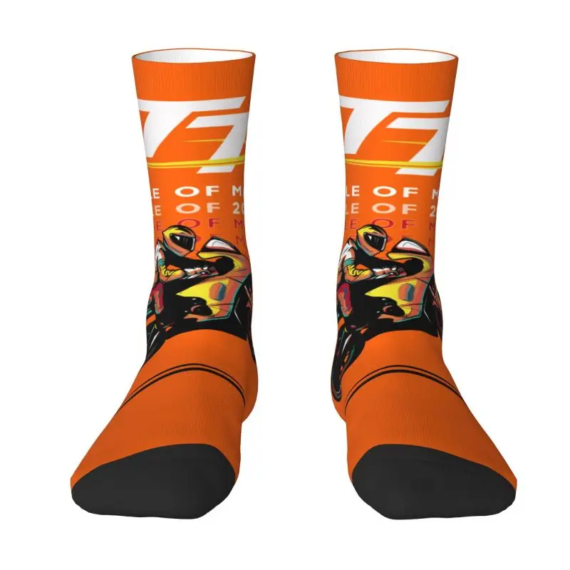 

Cute Motorcycle Sports Isle Of Man TT Races Socks Men Women Warm 3D Printed Football Sports Crew Socks