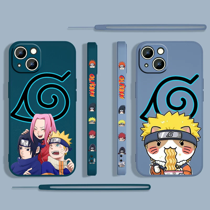 

Anime Naruto Cool For Apple iPhone 13 12 Mini 11 Pro XS MAX XR X 8 7 6S SE Plus Liquid Left Rope Silicone Phone Case Capa Cover