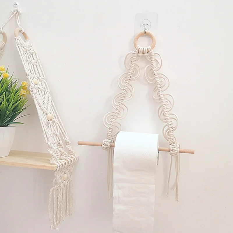 Rack Woven Rope Hanging Tapestry Wooden Practical Boho Hanger