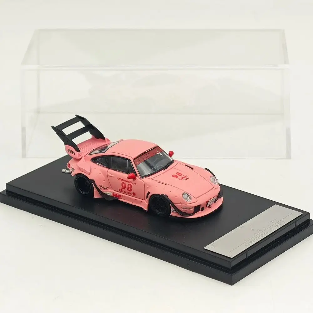 Фото SW 1/64 для RWB 993 Rauh-Welt Begriff # 98 # Миниатюрная коллекционная модель автомобиля 91 Matte Pink/Green Diecast, ограниченная серия №3