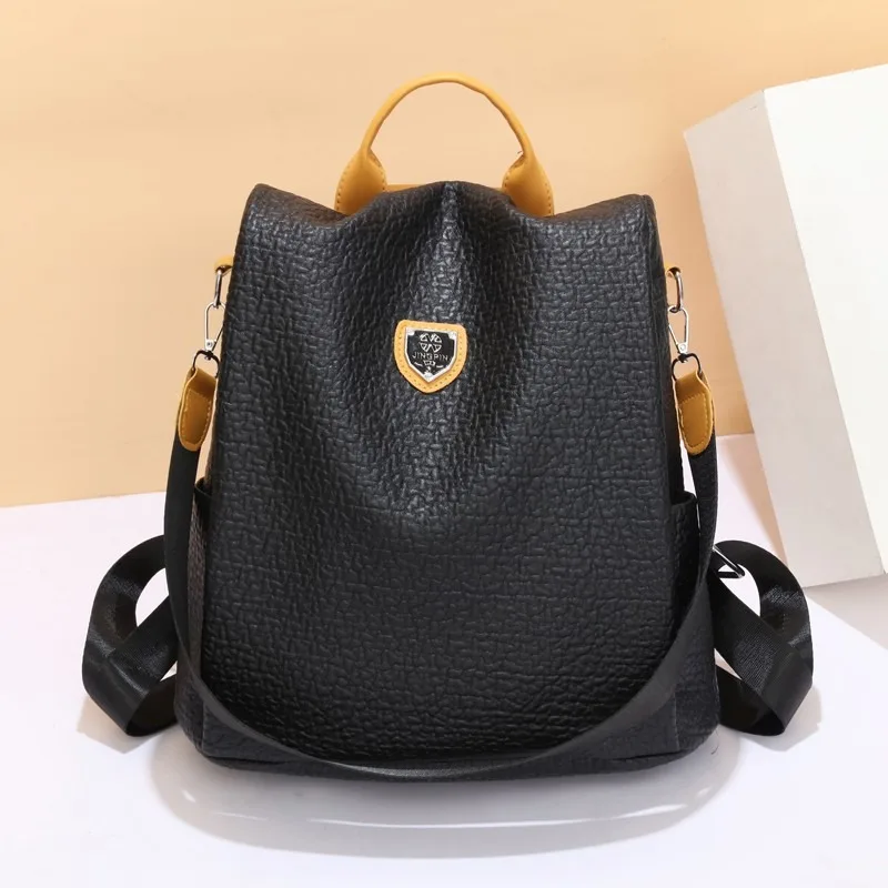 

Fashion Women PU Leather Solid Color Shoulder Bag Backpack Casual Travel Ladies Large Capacity Handbags Student Schoolbags