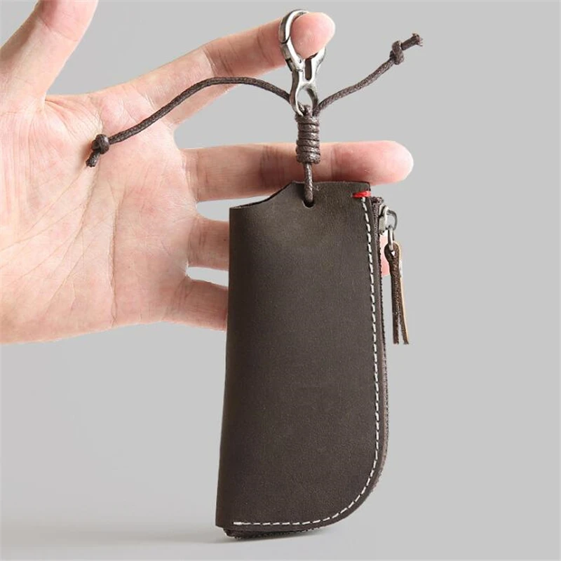 

Genuine Leather Key Wallet Pouch Business Men Door Car Key Case Bag Holder Male Keychain Key Organizer Housekeeper
