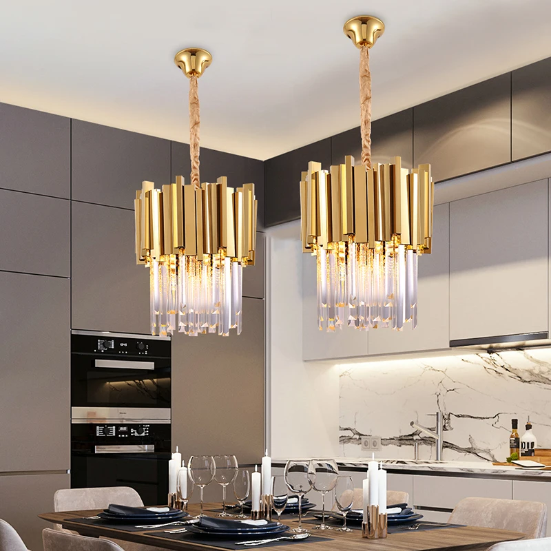 

Modern Gold Silver LED Crystal Round Chandelier Dining Room Bedroom Suspension Lamp Indoor Light Fixtures Home Deco