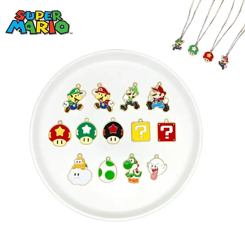 

Mario DIY Accessories Anime Fashion Classic Game Kawaii Mushroom Dinosaur Egg Alloy Keychain Necklace Pendant Handmade Y2K