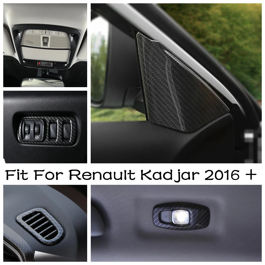 

Carbon Fiber Look Interior Accessories For Renault Kadjar 2016 - 2022 Inner Door Handle Bowl Frame Pillar A Triangle Cover Trim