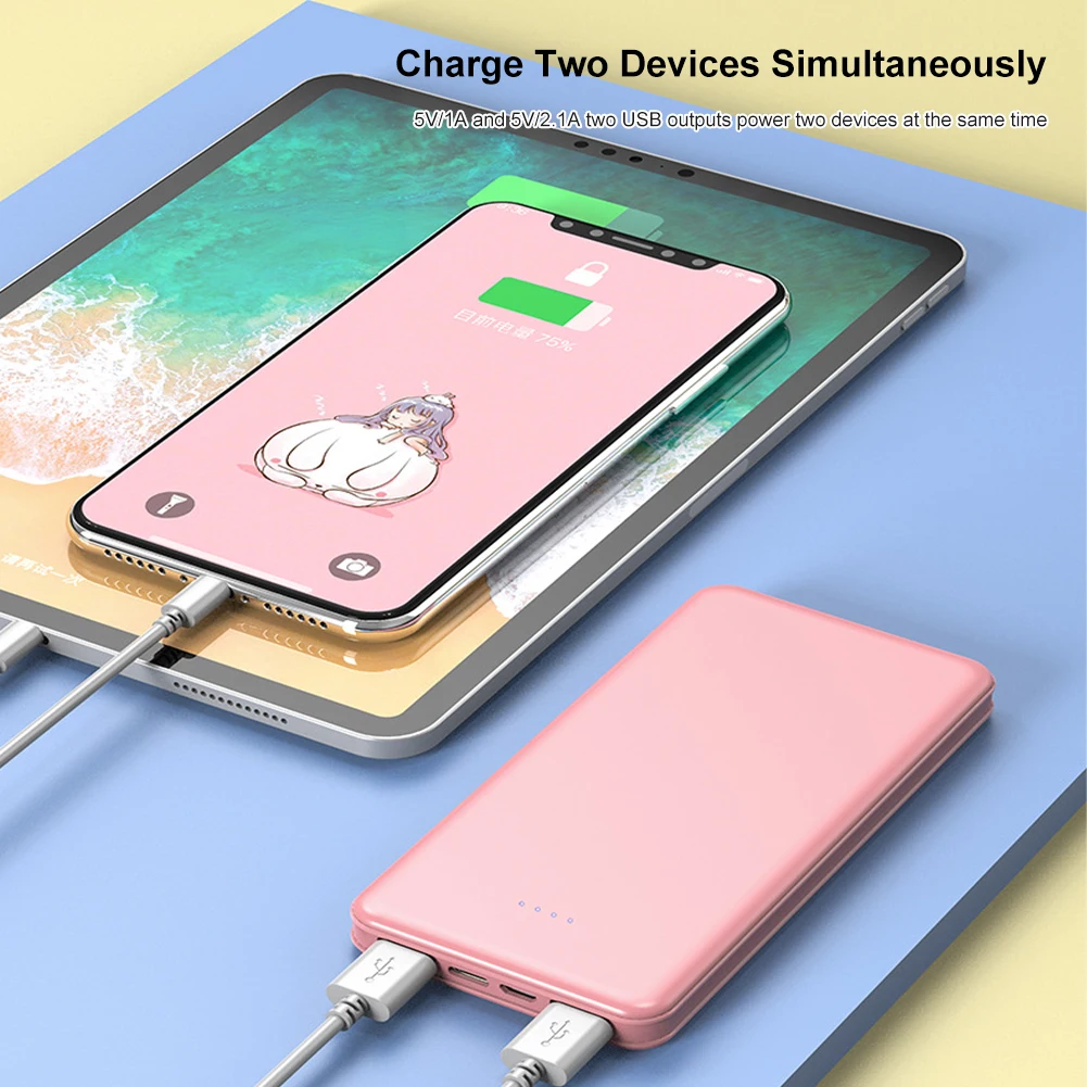 Портативное зарядное устройство 20000 мАч легкий внешний аккумулятор для телефона