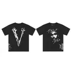 Футболка VLONE Мужскаяженская из натурального хлопка, брендовая уличная одежда, рубашка в стиле хип-хоп с коротким рукавом, поп дым для мальчиков, на лето
