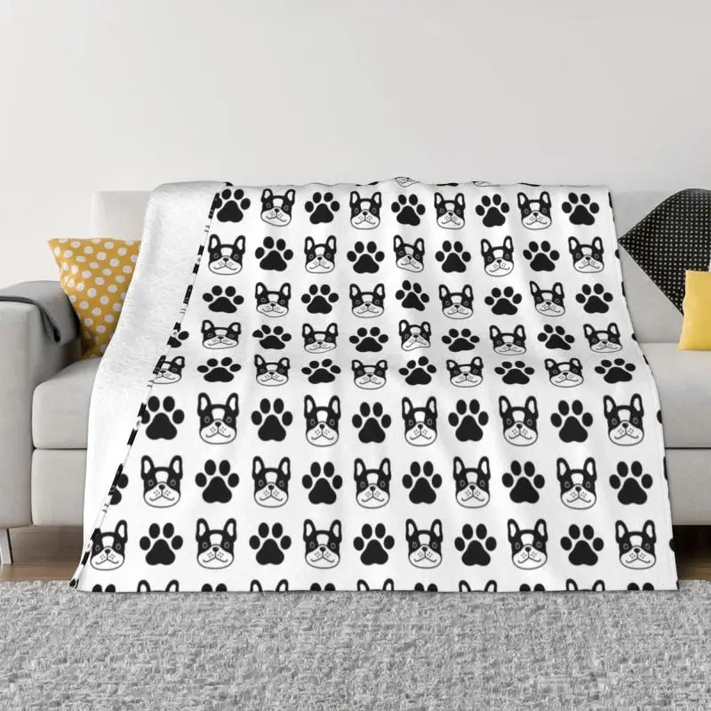 

Kawaii French Bulldog Paw Sofa Fleece Throw Blanket Warm Flannel Pet Dog Blankets for Bedroom Travel Sofa Bedspreads