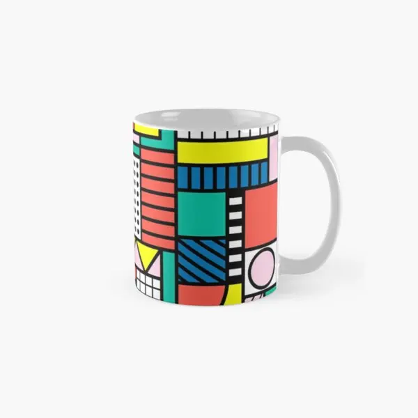 

Memphis Color Block Classic Mug Drinkware Simple Cup Gifts Handle Round Image Tea Printed Picture Coffee Photo Design