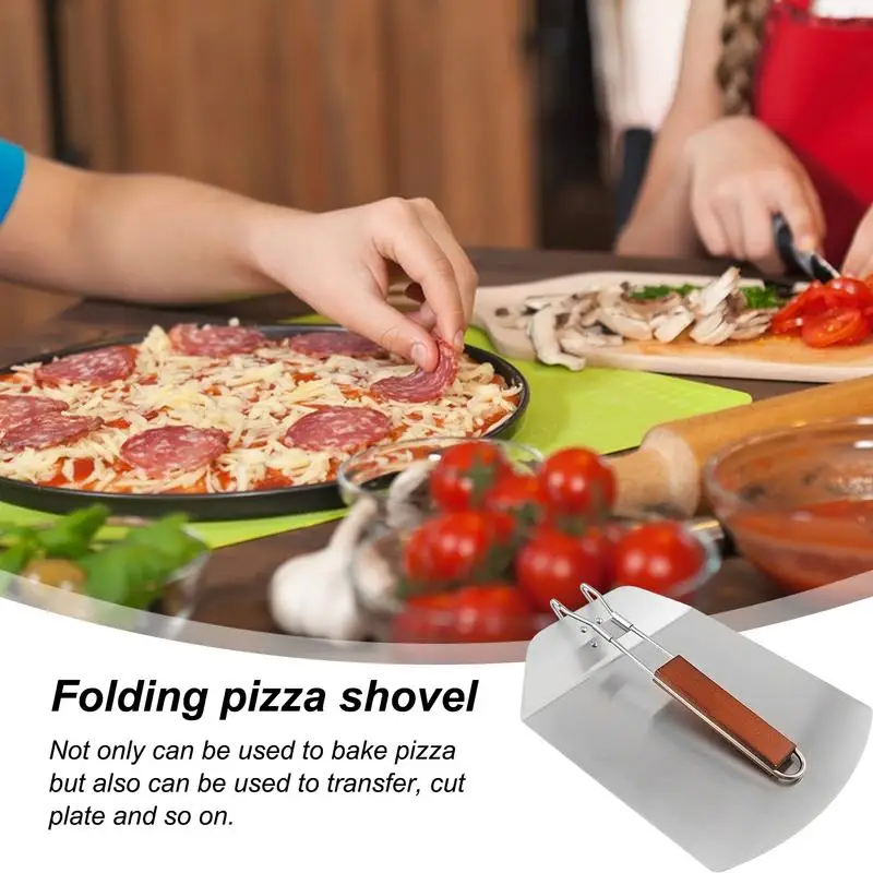 Металлическая лопатка для пиццы антипригарная со складной ручкой гриля духовки