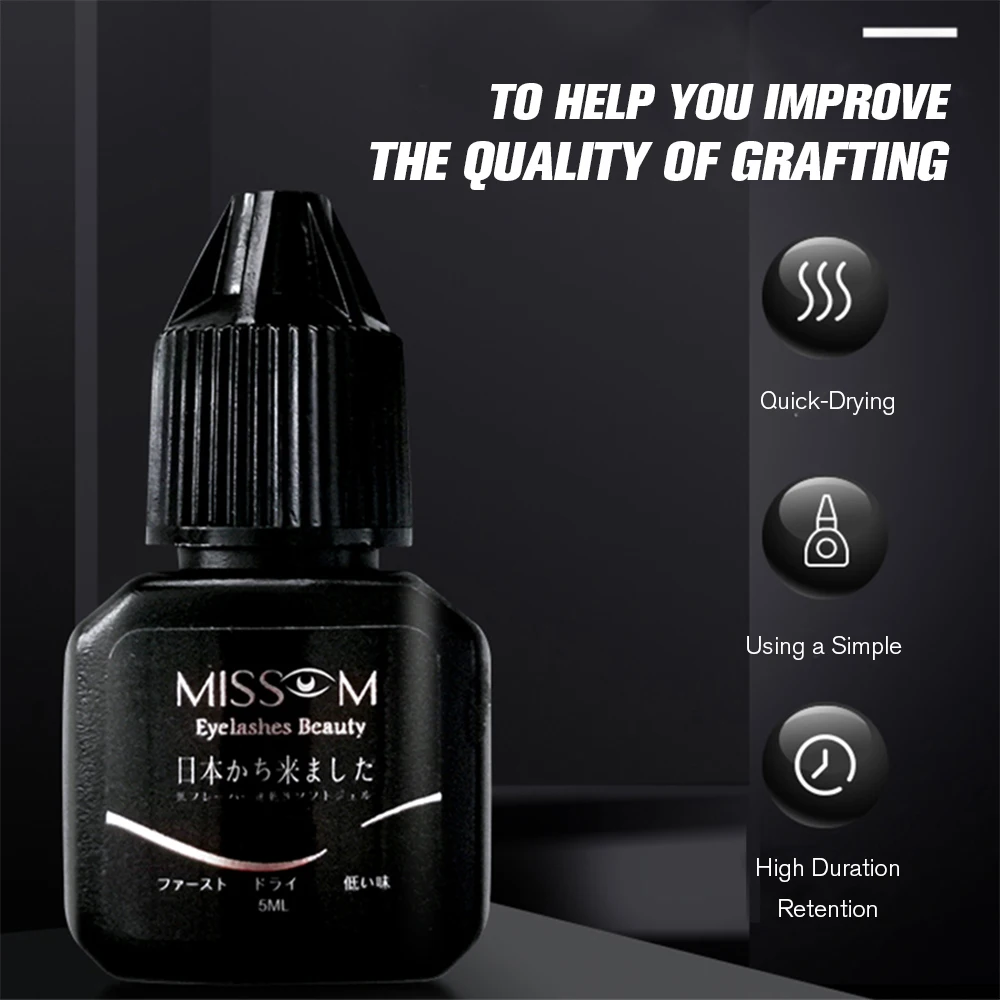 

Black 5ml Pro Eyelash Extension Glue 1 Seconds Fast Drying Eyelashes Glue Adhesive Retention 45 days Adhesive for Makeup Tools