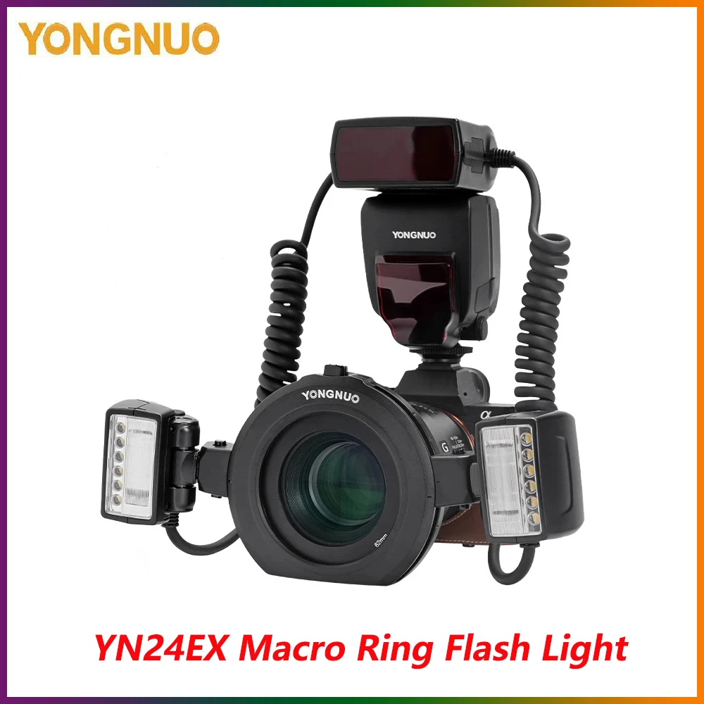 

Yongnuo YN24EX YN24 EX Macro Ring Flash Light E TTL Speedlite with Dual 2*Flash Head + 4*Adapter Rings for Sony Canon Cameras