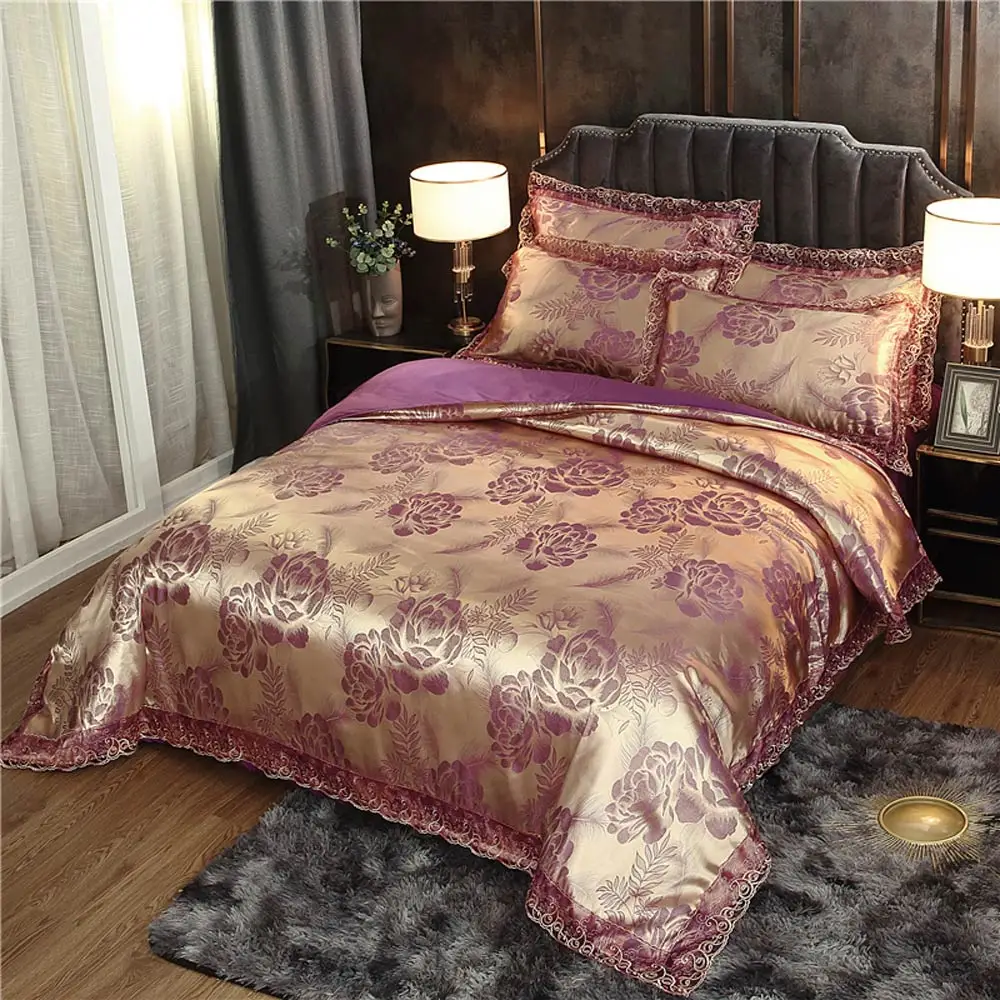 

Постельное белье Papa & Mima из полиэстера с изображением темно-золотых европейских цветов Феникса, Королевский пододеяльник большого размера, ...