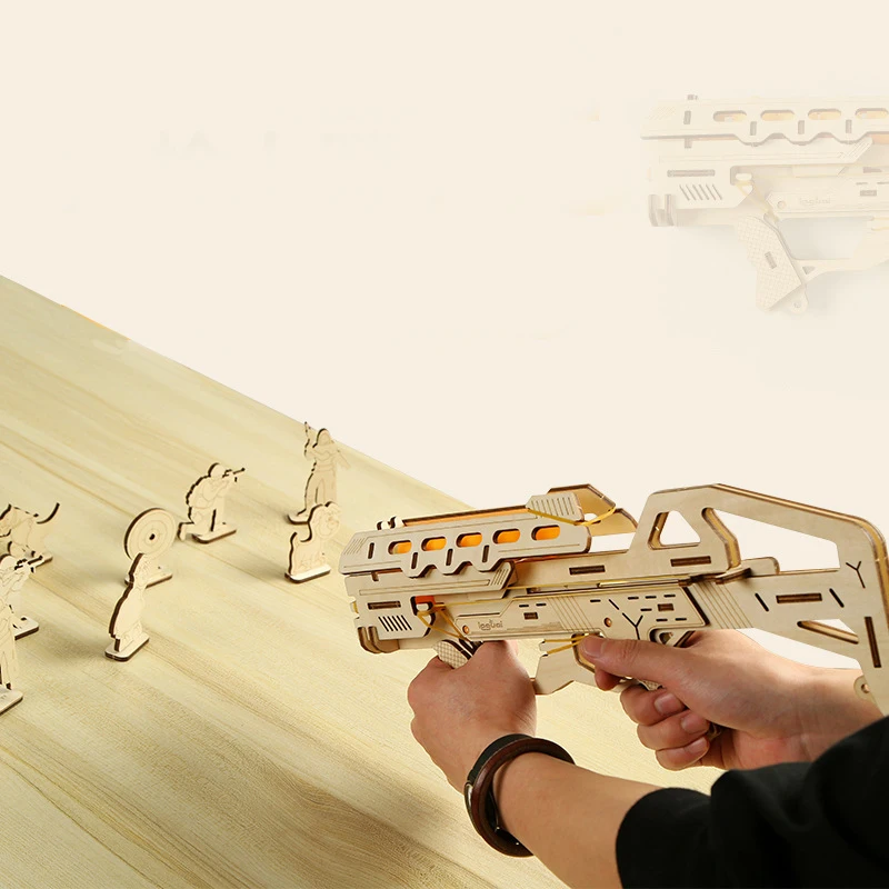 

3d Three -Dimensional Children'S Wooden Puzzle Puzzle Toy Student Handmade Diy Toy Laser Cutting Gun Model Christmas Gift