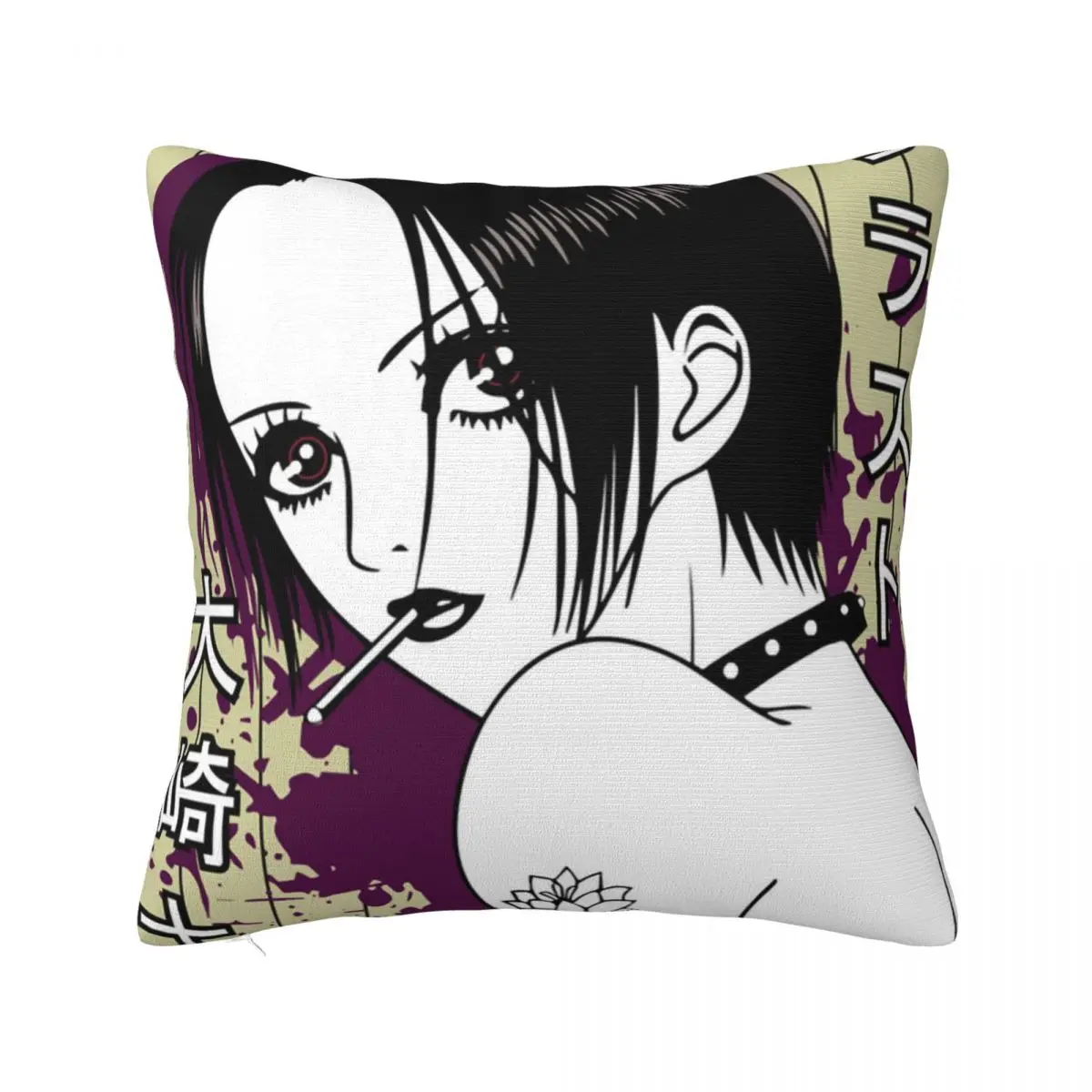 

Nana Osaki Smoking Pillow Case Black Stones Anime Sofa Zipper Pillowcase Summer Kawaii Polyester Cover