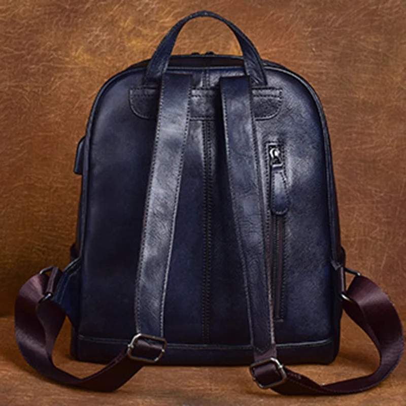Рюкзак из натуральной воловьей кожи для женщин школьный ранец учебников в стиле