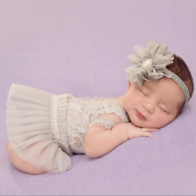 Newborn Photography Clothing Headband+Romper+Skirt 3Pcs/Set Studio Baby Girl Fotografia Props Accessories Infant Shoot Clothes