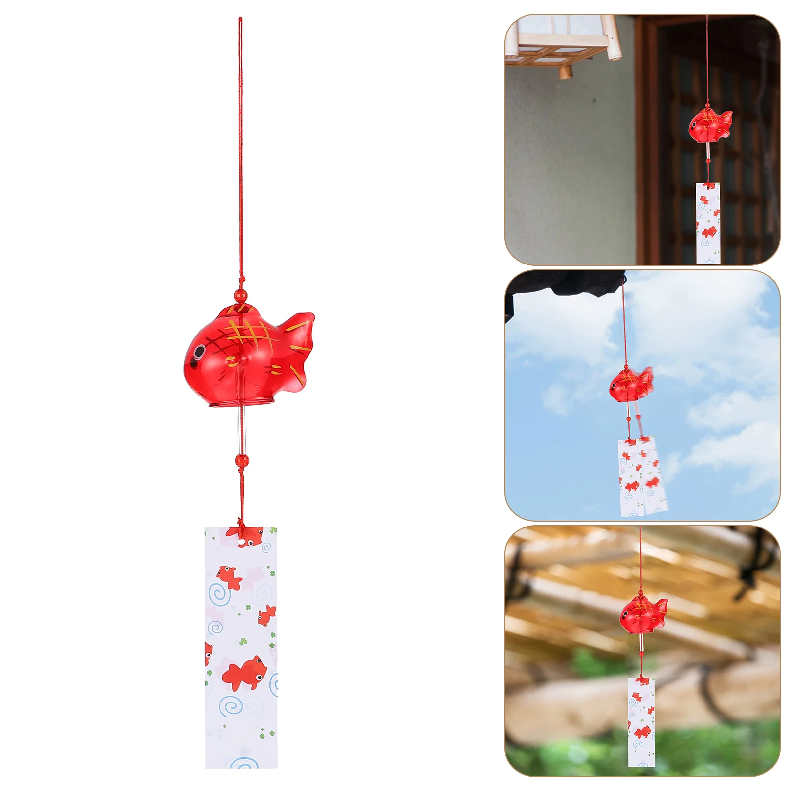

Wind Chime Chimes Japanese Glass Bell Bells Style Hanging Goldfish Garden Outdoor Pendant Decor Furin Fish Decorative