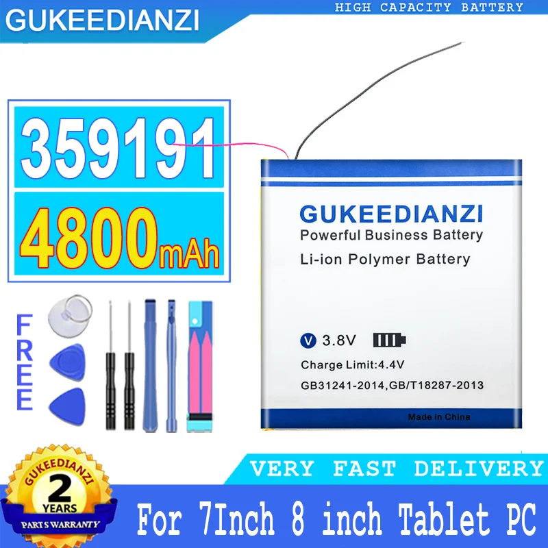 

4800mAh GUKEEDIANZI Battery 359191 For 7 inch 8 inch Tablet PC Accumulator with 2 Wires Laptop Bateria