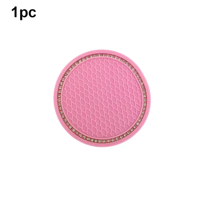 

2pcs Non-slip Car Water Cup Pad Diamond Rhinestone Rubber Mat for Bottle Holder Coaster Auto Interior Anti-skid Cup Holders 7cm