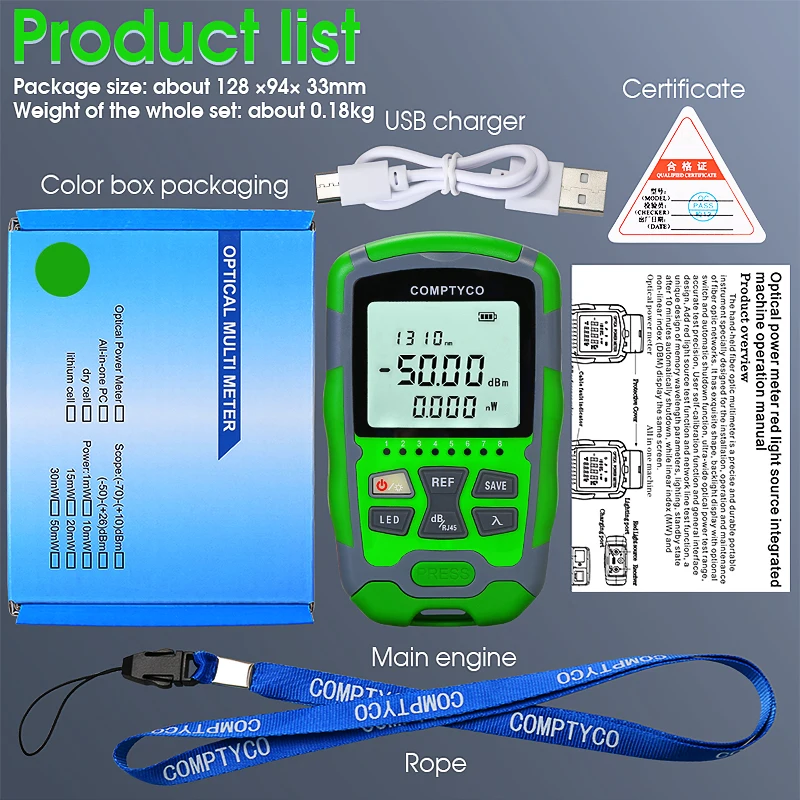 Mini Fiber Optical Power Meter AUA-MC5/MC7 Fiber Optical Cable Tester -70+10dbm or -50+26dbm