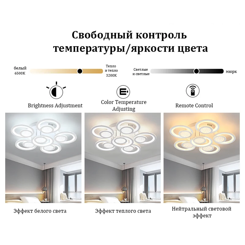 Цена Современная светодиодная люстра, двойная круглая лампа для гостиной, светодиодная люстра с кристаллом, пульт дистанционного управления, Ди...